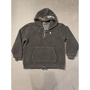 Teddy Fresh Jacket Black Sherpa Hoodie 1/4 Zip‎ Drawstring Size 2XL